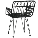 Sedie da Giardino 2pz con Braccioli Nero 56x64x80 cm Rattan PE