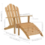 Sedia Adirondack con Poggiapiedi in Legno Massello di Teak