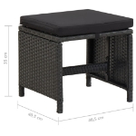 Sgabelli da Giardino 4 pz con Cuscini in Polyrattan Nero