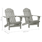 Sedie da Giardino Adirondack con Tavolino Legno Abete Grigio