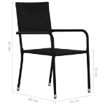 Sedie da Pranzo per Esterni 2 pz in Polyrattan Nero