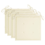 Sedie da Giardino con Cuscini Crema 4 pz Massello di Teak
