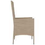 Sedie da Giardino con Cuscini 4 pz in Polyrattan Beige