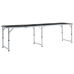 Tavolo da Campeggio Pieghevole in Alluminio Grigio 240x60 cm