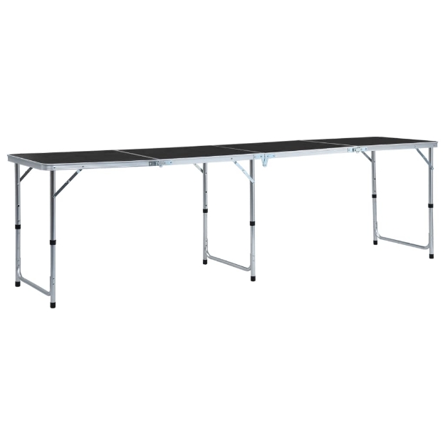 Tavolo da Campeggio Pieghevole in Alluminio Grigio 240x60 cm