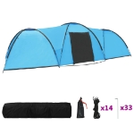 Tenda Igloo da Campeggio 650x240x190 cm per 8 Persone Blu