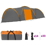 Tenda Igloo Campeggio 650x240x190 cm 8 Persone Grigio Arancione