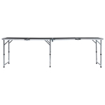 Tavolo da Campeggio Pieghevole in Alluminio Grigio 240x60 cm