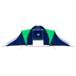 Tenda da campeggio in poliestere per 9 persone blu e verde