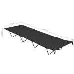 Lettino da Campeggio 180x60x19cm Tessuto Oxford e Acciaio Nero