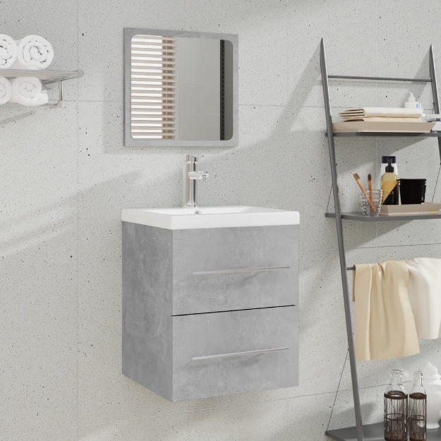 Mobile da Bagno con Specchio Grigio Cemento 41x38,5x48 cm