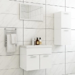 Set Mobili da Bagno Bianco Lucido in Truciolato