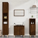 Set Mobili da Bagno 3 pz Rovere Marrone in Legno Multistrato