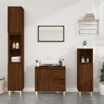 Armadietto Bagno Rovere Marrone 30x30x100 cm Legno Multistrato