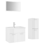 Set Mobili da Bagno Bianco Lucido in Truciolato