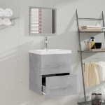 Mobile da Bagno con Specchio Grigio Cemento 41x38,5x48 cm