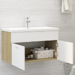 Mobile Sottolavabo Bianco e Rovere 80x38,5x46 cm in Truciolato