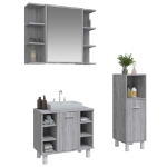 Set Mobili da Bagno 3 pz Grigio Sonoma in Legno Multistrato