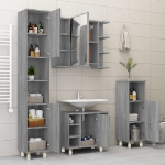 Armadietto Bagno Grigio Sonoma 30x30x95 cm in Legno Multistrato