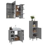 Set Mobili da Bagno 3 pz Grigio Sonoma in Legno Multistrato