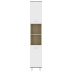 Armadio da Bagno Bianco e Rovere Sonoma 30x30x179 cm Truciolato