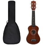 Set Ukulele Soprano con Borsa per Bambini Legno Scuro 21"