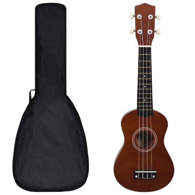 Set Ukulele Soprano con Borsa per Bambini Legno Scuro 21"