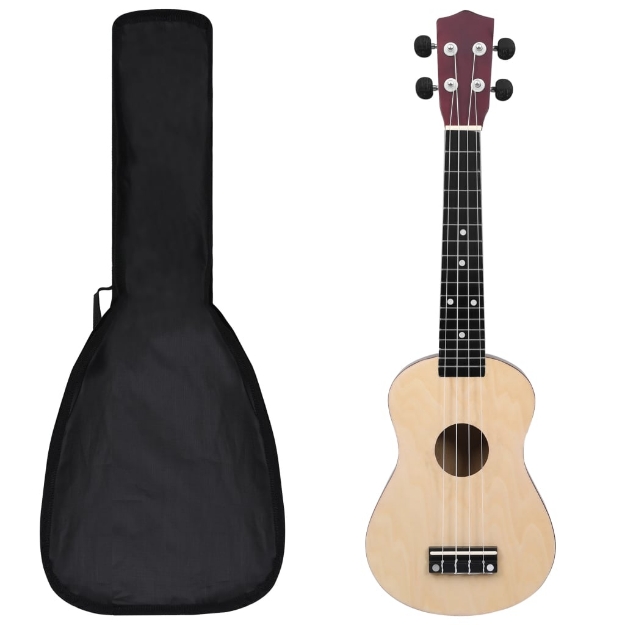 Set Ukulele Soprano con Borsa per Bambini Legno Chiaro 23"