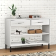 Mobile Consolle Gambe Metallo Bianco Legno Massello Pino OSLO