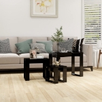 Tavolini Impilabili 3 pz Nero Lucido in Legno Multistrato