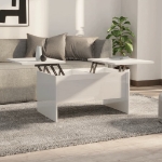 Tavolino Salotto Bianco Lucido 80x50x42,5 cm Legno Multistrato