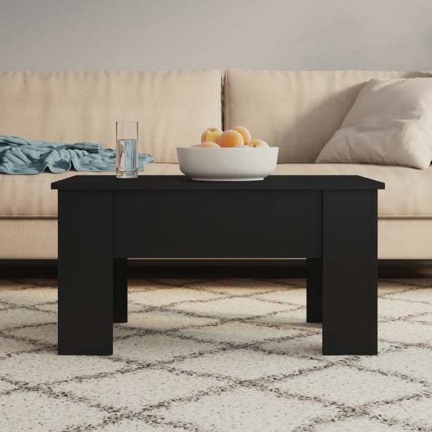 Tavolino da Salotto Nero 79x49x41 cm in Legno Multistrato