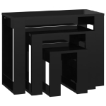 Tavolini Impilabili 3 pz Nero Lucido in Legno Multistrato
