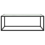 Tavolino da Salotto Nero con Vetro Marmo Bianco 100x50x35 cm