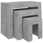 Tavolini da Salotto Impilabili 3pz Grigio Cemento in Truciolato