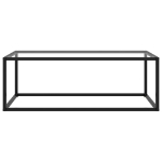 Tavolino da Salotto Nero con Vetro Temperato 100x50x35 cm