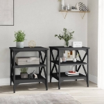 Tavolini 2 pz Neri 40x42x50 cm in Legno Multistrato