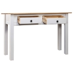 Tavolo Consolle Bianco 110x40x72 cm Legno Massello Pino Panama