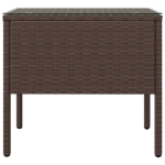 Tavolino Marrone 53x37x48 cm Polyrattan e Vetro Temperato