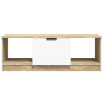 Tavolino Bianco e Rovere Sonoma 102x50x36 cm Legno Multistrato