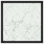 Tavolino Salotto Nero con Vetro Bianco Marmorizzato 40x40x50cm