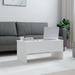 Tavolino da Salotto Bianco 102x50,5x46,5cm in Legno Multistrato