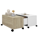 Tavolino da Caffè Bianco e Rovere Sonoma 75x75x38 cm Truciolato