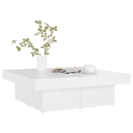 Tavolino da Salotto Bianco Lucido 90x90x28 cm in Truciolato