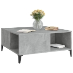 Tavolino Salotto Grigio Cemento 80x80x36,5 cm Legno Multistrato