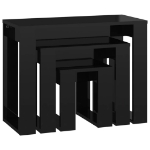 Tavolini Impilabili 3 pz Nero Lucido in Legno Multistrato