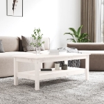 Tavolino da Salotto Bianco 110x50x40 cm Legno Massello di Pino