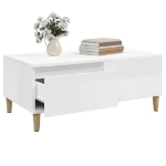 Tavolino Salotto Bianco Lucido 90x50x36,5 cm Legno Multistrato