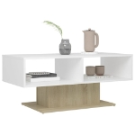 Tavolino Bianco e Rovere Sonoma 103,5x50x44,5 cm in Truciolato