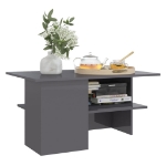 Tavolino da Salotto Grigio Lucido 90x60x46,5 cm in Truciolato
